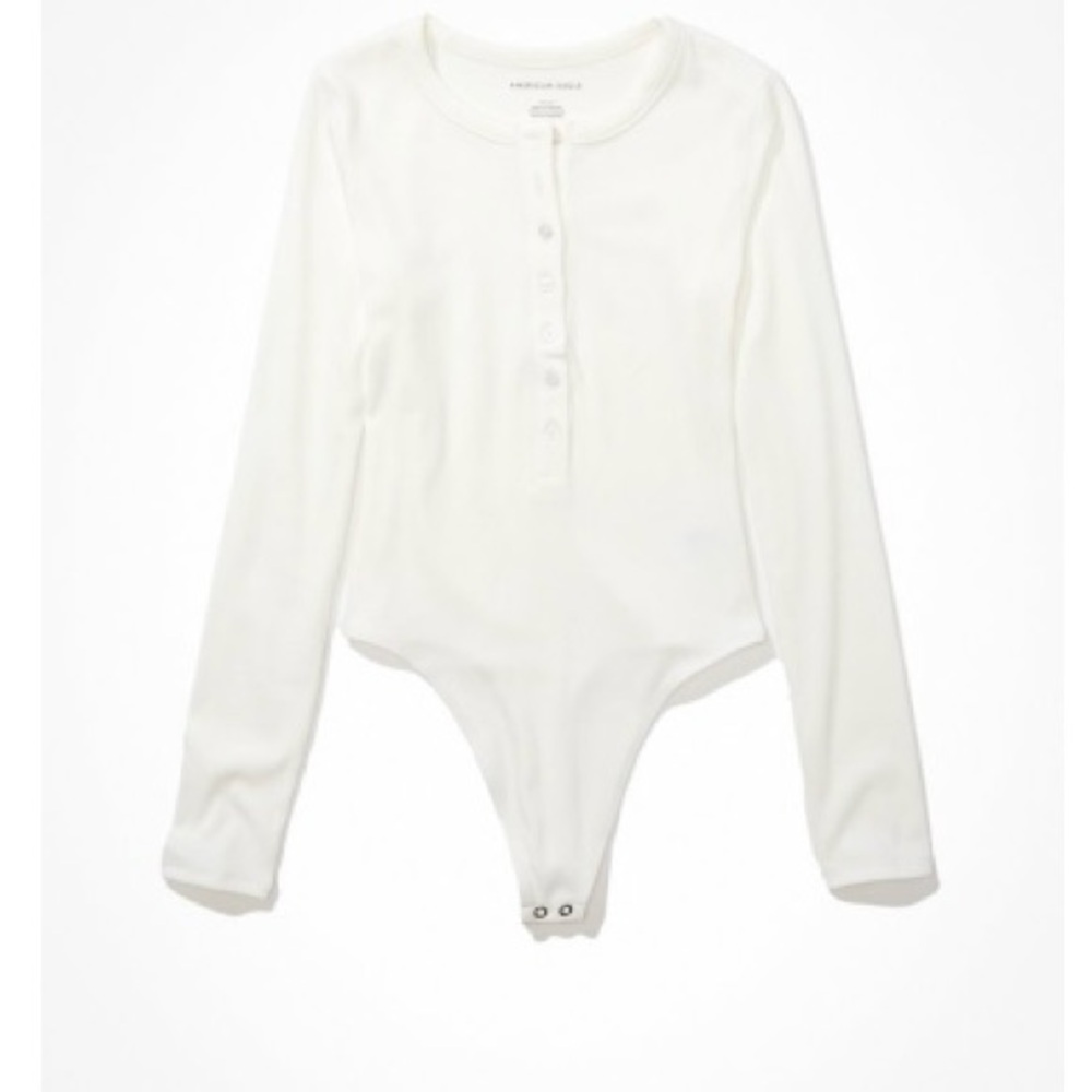 American Eagle Outfitters White Long Sleeve Bodysuit